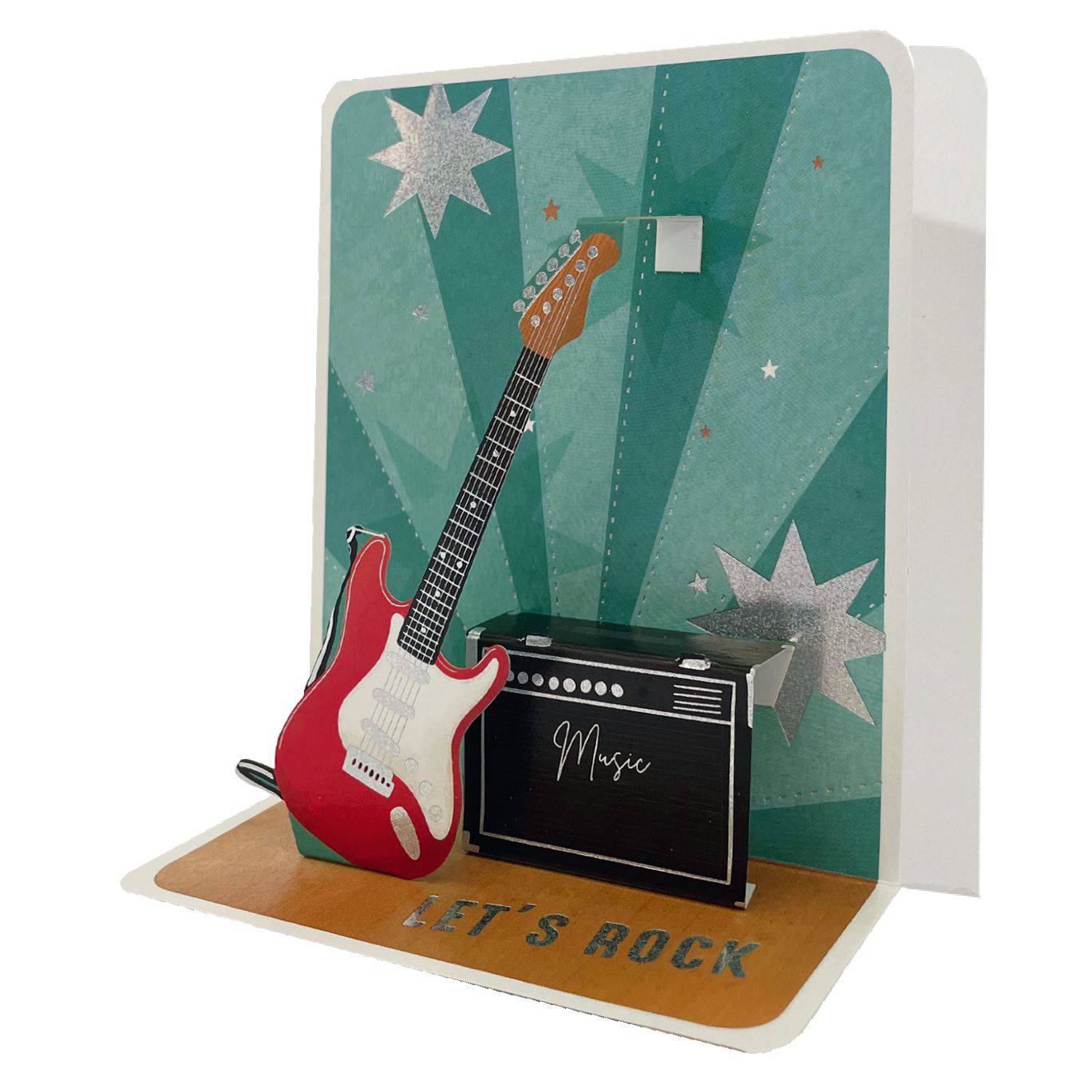 Pictura small guitar pop-up card featuring a detailed 3D guitar design, perfect for greeting and special occasions.